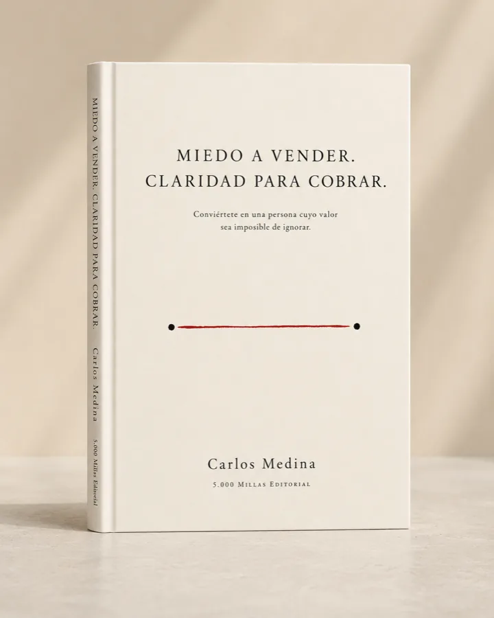 Mockup de Miedo a vender. Claridad para cobrar, por Carlos Medina, 5.000 Millas Editorial